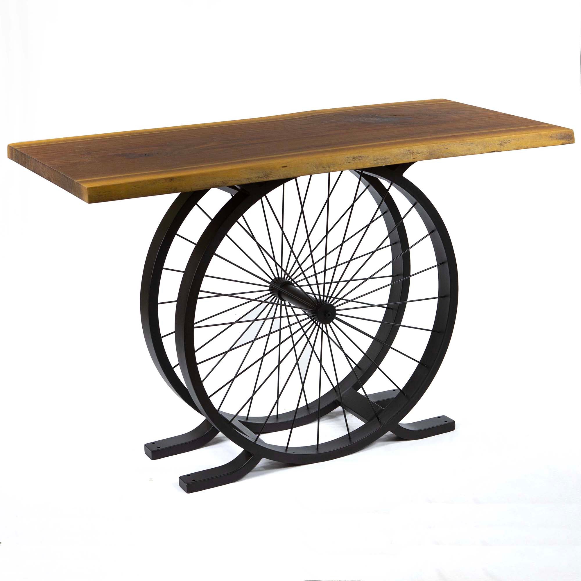 Console Table with Bicycle Wheel Base