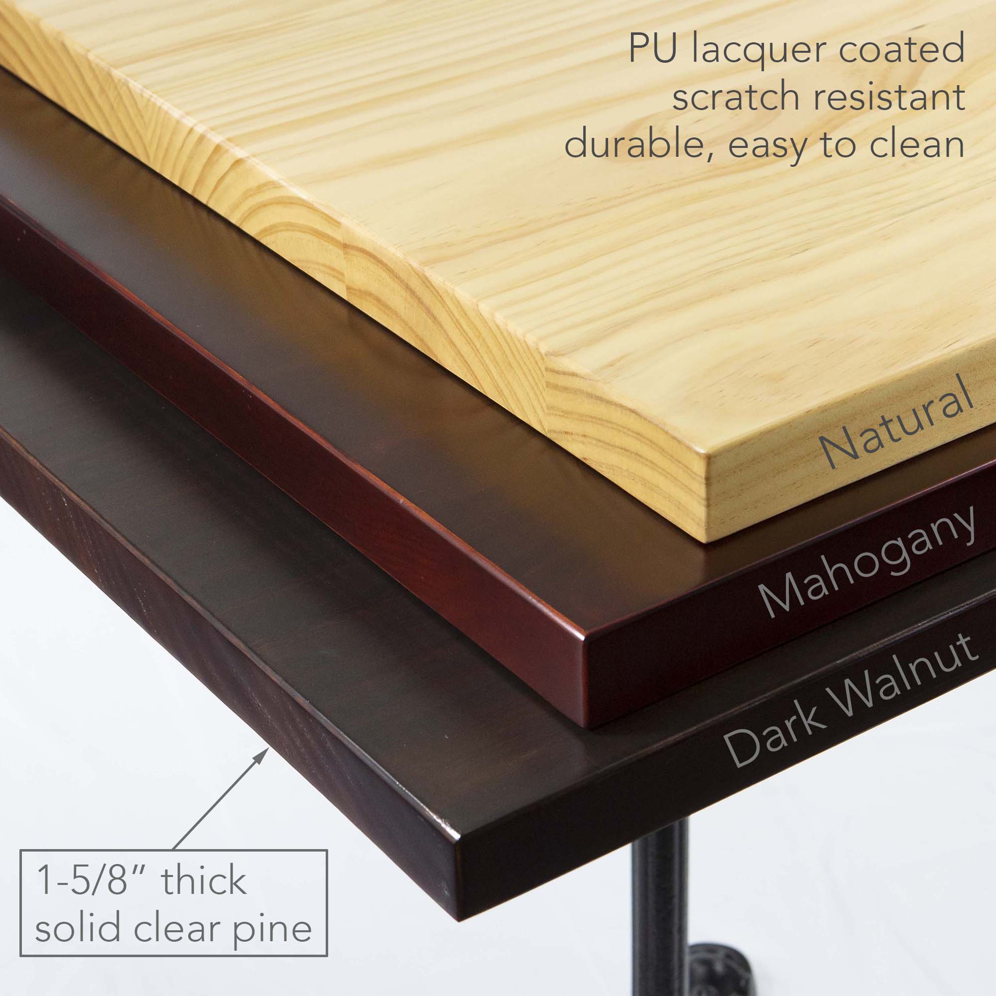 Wooden Table with Cast Iron Base